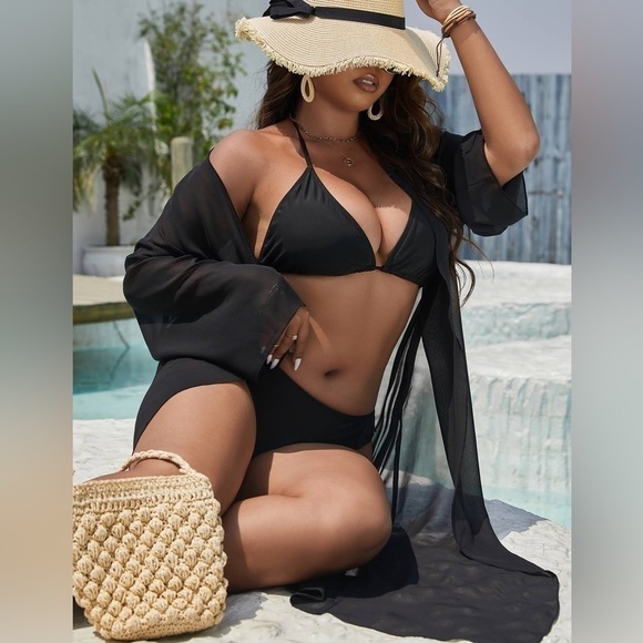 ⭐️Shein Curve,1X,Drop Shoulder Sheer Mesh Kimono,Excellent Condition - Picture 1 of 16